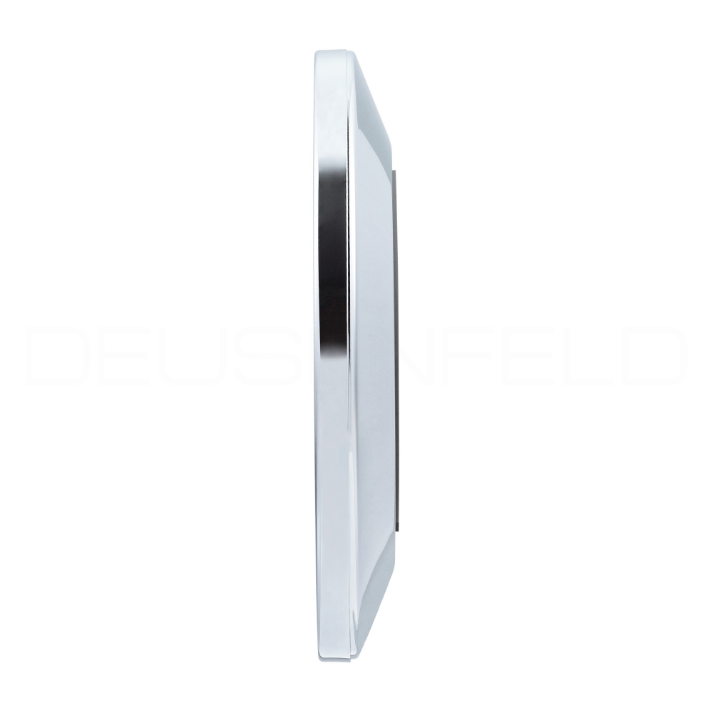 DEUSENFELD KM5C - Magnet Kosmetikspiegel mit 2 selbstklebenden Wandplatten, Klebespiegel, magnetisch abnehmbar, Ø15cm, 5x Vergrößerung, hochglanz verchromt